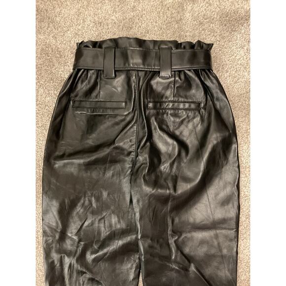 Express Black Faux Leather Ankle High Rise Paperbag Pants,4R - Picture 10 of 10